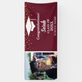 Maroon & White Abschluss Foto Class of 2025 Banner (Vertikal)