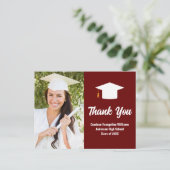 Maroon White Abschluss Foto Custom Vielen Dank Postkarte (Stehend Vorderseite)