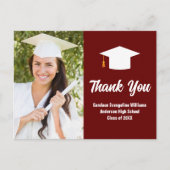 Maroon White Abschluss Foto Custom Vielen Dank Postkarte (Vorderseite)