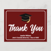 Maroon White Abschluss Personalisiert Danke Postkarte (Vorderseite)