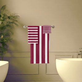 Maroon & White Cabana Streifen Badhandtuch Set