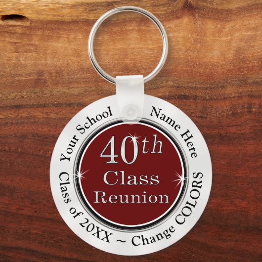 Maroon White Cheap 40. High School Wiedersehen Ide Schlüsselanhänger (Vorderseite)