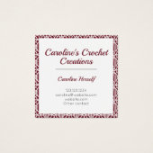 Maroon White Crochet Lace Pattern Business Card (Vorderseite)