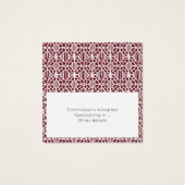 Maroon White Crochet Lace Pattern Business Card (Rückseite)