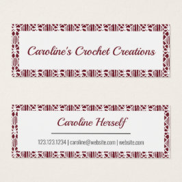 Maroon White Crochet Lace Pattern Business Card