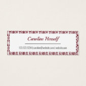 Maroon White Crochet Lace Pattern Business Card (Rückseite)