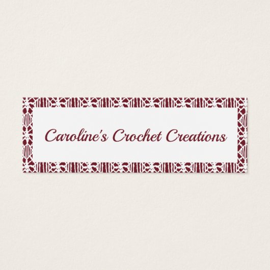 Maroon White Crochet Lace Pattern Business Card (Vorderseite)