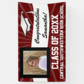 Maroon White Custom Foto Abschluss Signieren Banner (Vertikal)