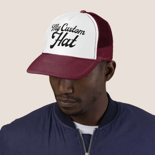 MAROON & WHITE Custom Trucker Hat Mesh Cap Blank Truckerkappe (Beispiel)