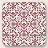 Maroon & White Damask Cork Untersetzer (Vorderseite)