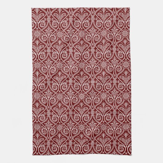 Maroon & White Damask Küchentücher (Vertikal)