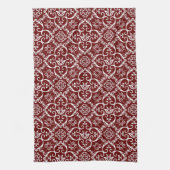 Maroon & White Damask Küchentücher (Vertikal)