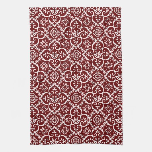 Maroon & White Damask Küchentücher (Vertikal)