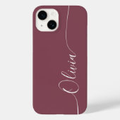 Maroon White Elegant Calligraphy Script Name Case-Mate iPhone Hülle (Rückseite)