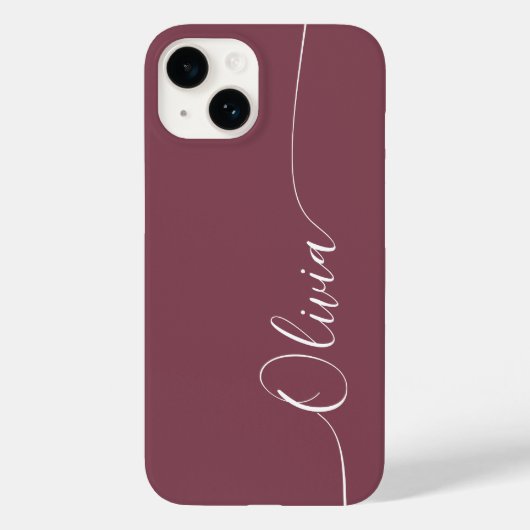 Maroon White Elegant Calligraphy Script Name Case-Mate iPhone Hülle (Rückseite)