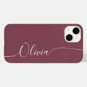 Maroon White Elegant Calligraphy Script Name Case-Mate iPhone Hülle (Rückseite (Horizontal))