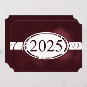 Maroon & White Floral Button 2025 Graduation Party Einladung