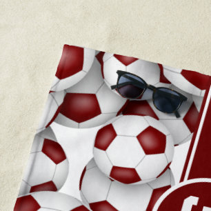 Maroon White Football-Mannschaft färbt Sportmuster Strandtuch