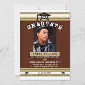 Maroon White & Gold Abschluss Foto Party Einladung (Vorderseite)