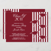 Maroon & White Grad Hats Abschluss Einladung (Vorne/Hinten)