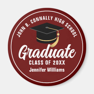 Maroon White Graduate Custom 2025 Graduation Party Magnet
