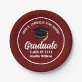 Maroon White Graduate Custom 2025 Graduation Party Pappteller (Vorderseite)