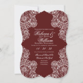 Maroon White Lace Einladung (Vorderseite)