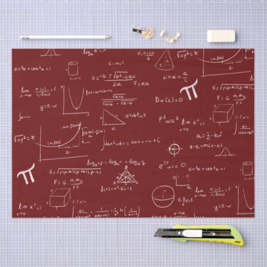 Maroon White Mathematic Formulas Graphics Seidenpapier (Handwerk)