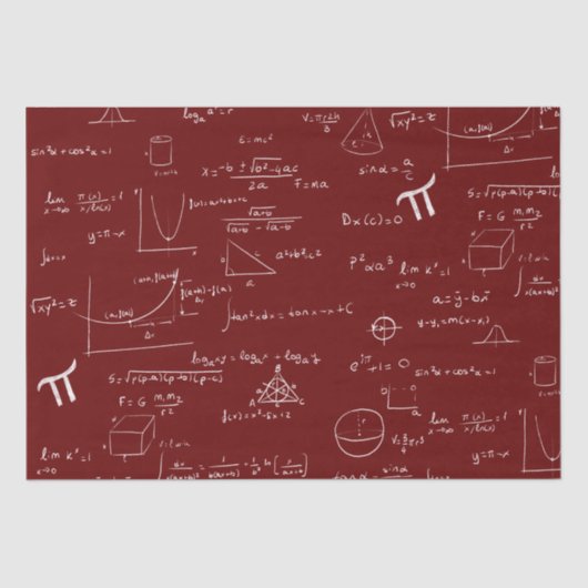 Maroon White Mathematic Formulas Graphics Seidenpapier (Vorderseite)