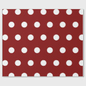 Maroon White Medium Polka Dots Geschenkpapier (Flach)