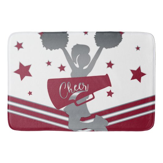 Maroon White Silver Stars Cheer Cheer Badematte (Vorderseite)