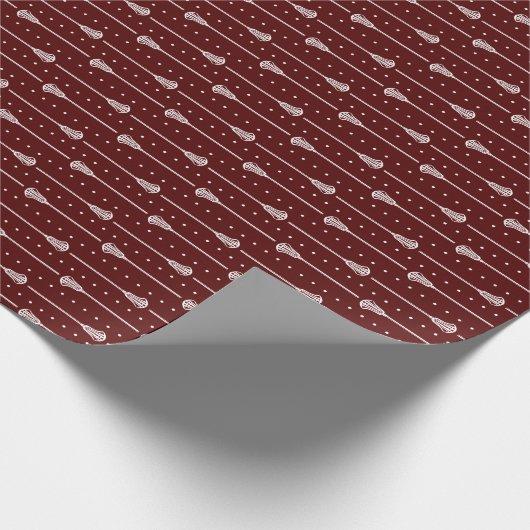 Maroon White Sticks and Dotted Lines Gemustert Geschenkpapier (Ecke)