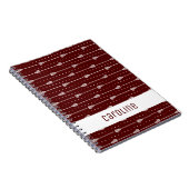 Maroon White Sticks and Dotted Lines Gemustert Notizblock (Rechte Seite)