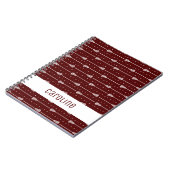 Maroon White Sticks and Dotted Lines Gemustert Notizblock (Linke Seite)