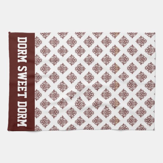 Maroon White Uni Team Cool Fun Dorm School Geschirrtuch (Horizontal)