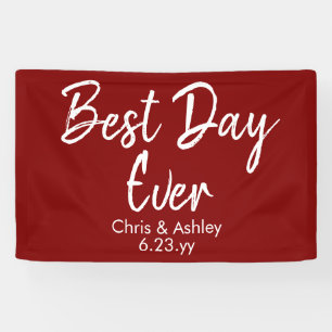 Maroon White Wedding Rezeption Decke Bester Tag je Banner