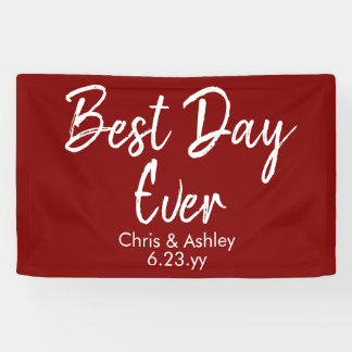 Maroon White Wedding Rezeption Decke Bester Tag je Banner