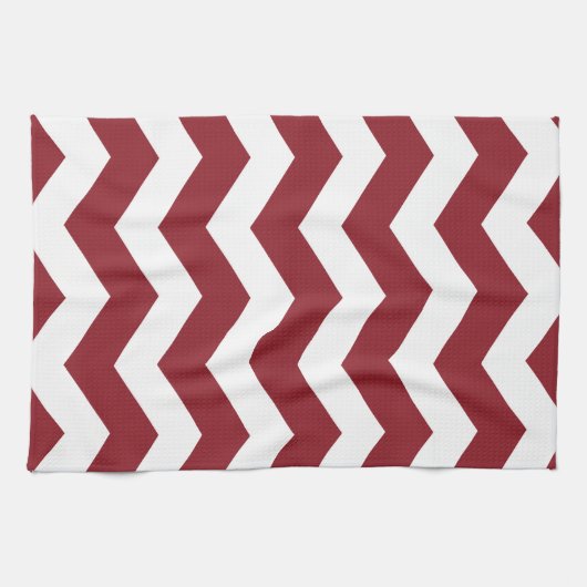 Maroon & White Zickzack Handtuch (Horizontal)