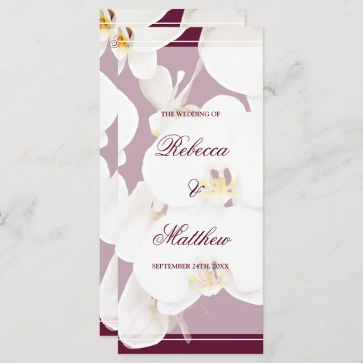 Maroon Wine and White Orchid Wedding Program Programm (Vorne/Hinten)