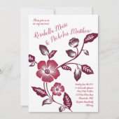 Maroon Wine Dark Letterpress Floral Wedding Einladung (Vorderseite)