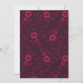 Maroon Wine Dark Letterpress Floral Wedding Einladung (Rückseite)