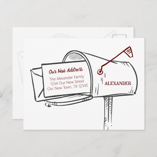 Maroon wir haben bewegte verzweifelte Mailbox bewe Postkarte (Vorne/Hinten)