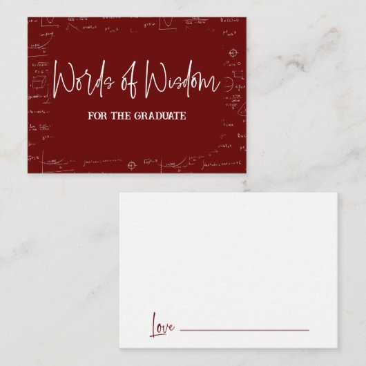 Maroon Words of Wisdom Math Graduation Advise Begleitkarte (Vorne/Hinten)