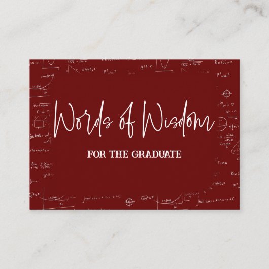 Maroon Words of Wisdom Math Graduation Advise Begleitkarte (Vorderseite)