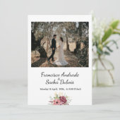 Maroon Wreath-Blume Hochzeit Speichern Sie die Dat (Stehend Vorderseite)