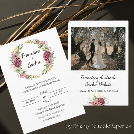 Maroon Wreath-Blume Hochzeit Speichern Sie die Dat