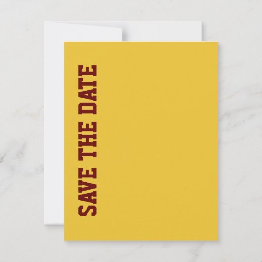 Maroon & Yellow Football Wedding retten das Datum Einladung (Rückseite)