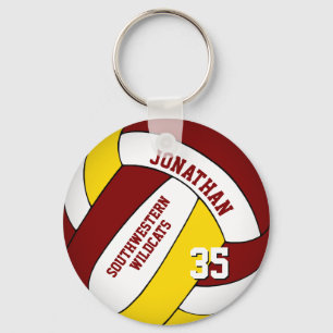 maroon yellow personalized boys' volleyball schlüsselanhänger