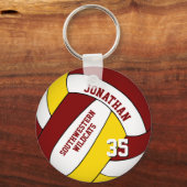 maroon yellow personalized boys' volleyball schlüsselanhänger (Rückseite)