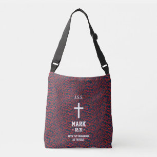 Maroon Zebra Stripes Muster Bible Verse Christlich Tragetaschen Mit Langen Trägern